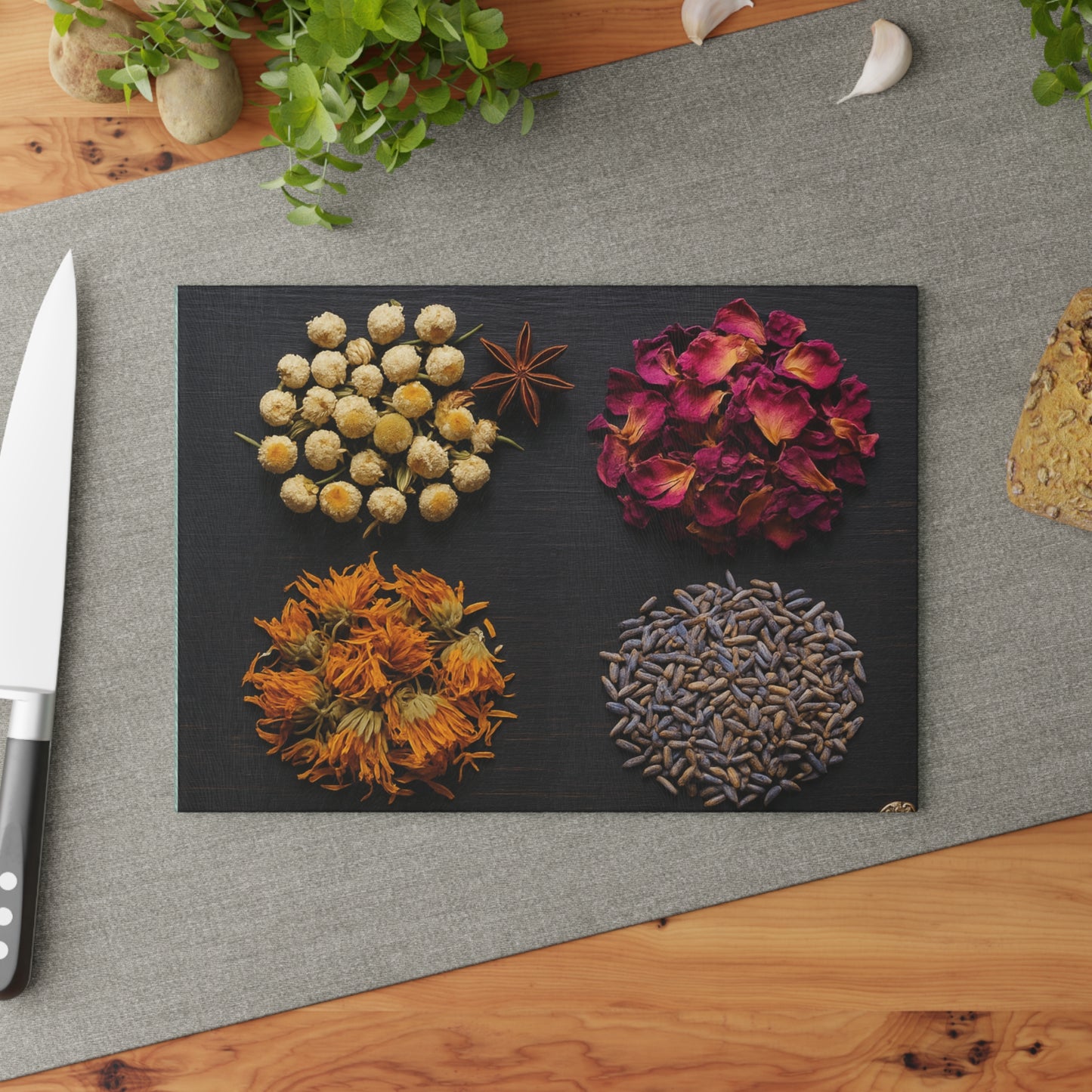 Herbs Glass Cutting Board