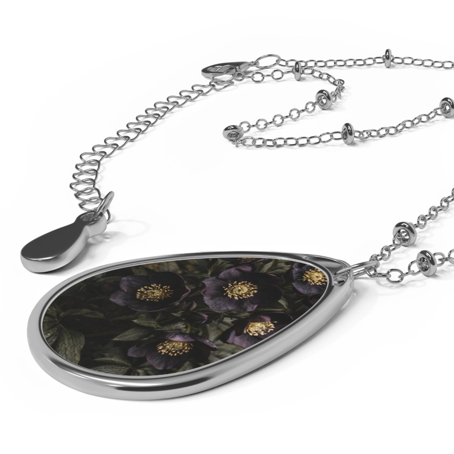 Black Hellbore Oval Necklace