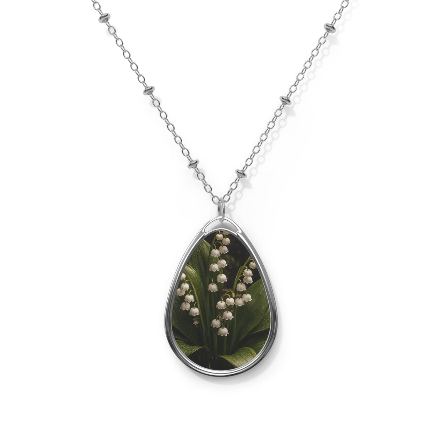 Lilly of The Valley  Oval Necklace