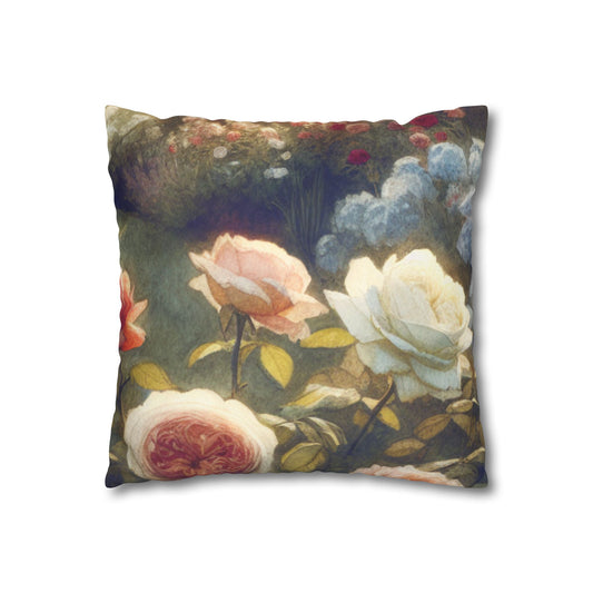 English Garden RoseFaux Suede Square Pillowcase