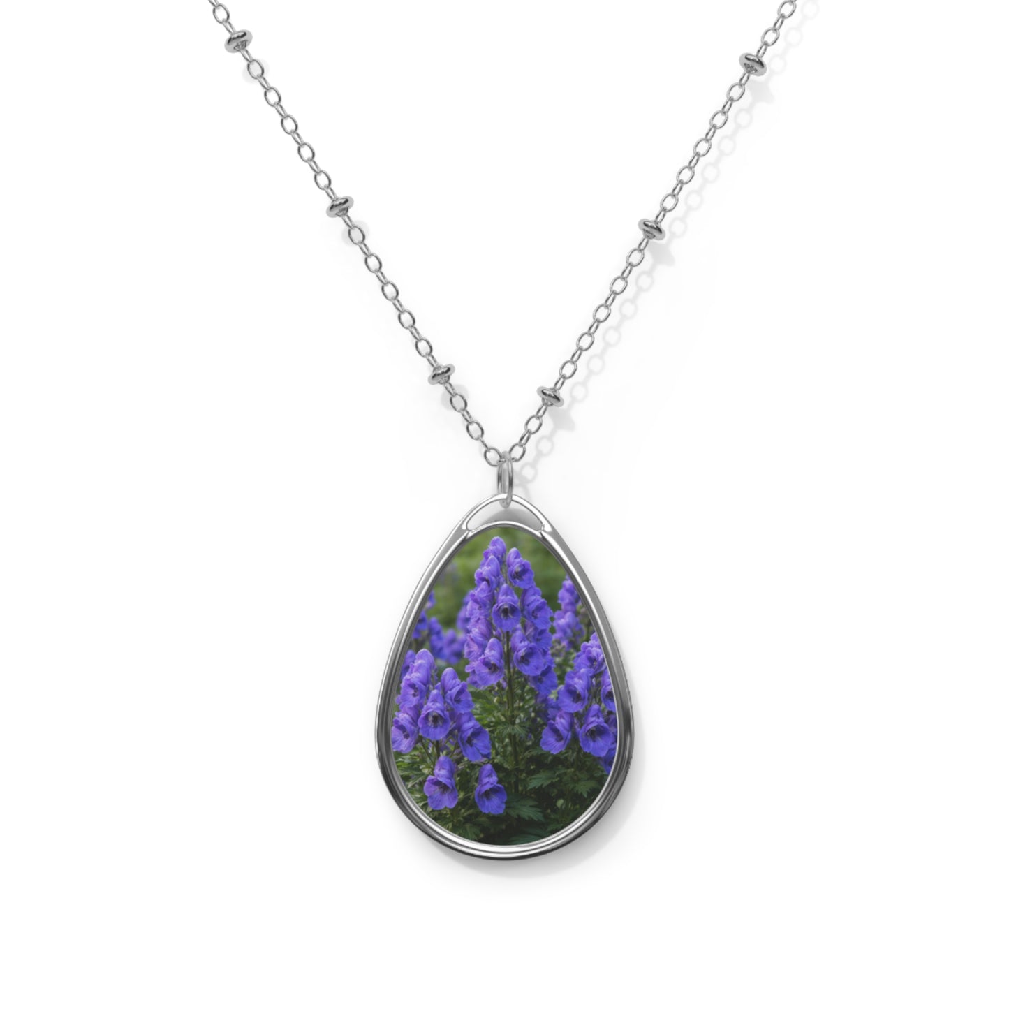 Monkshood Wolfsbane Oval Necklace