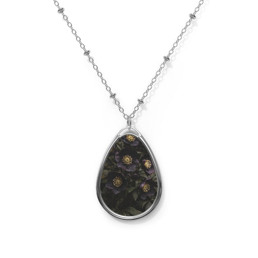 Black Hellbore Oval Necklace