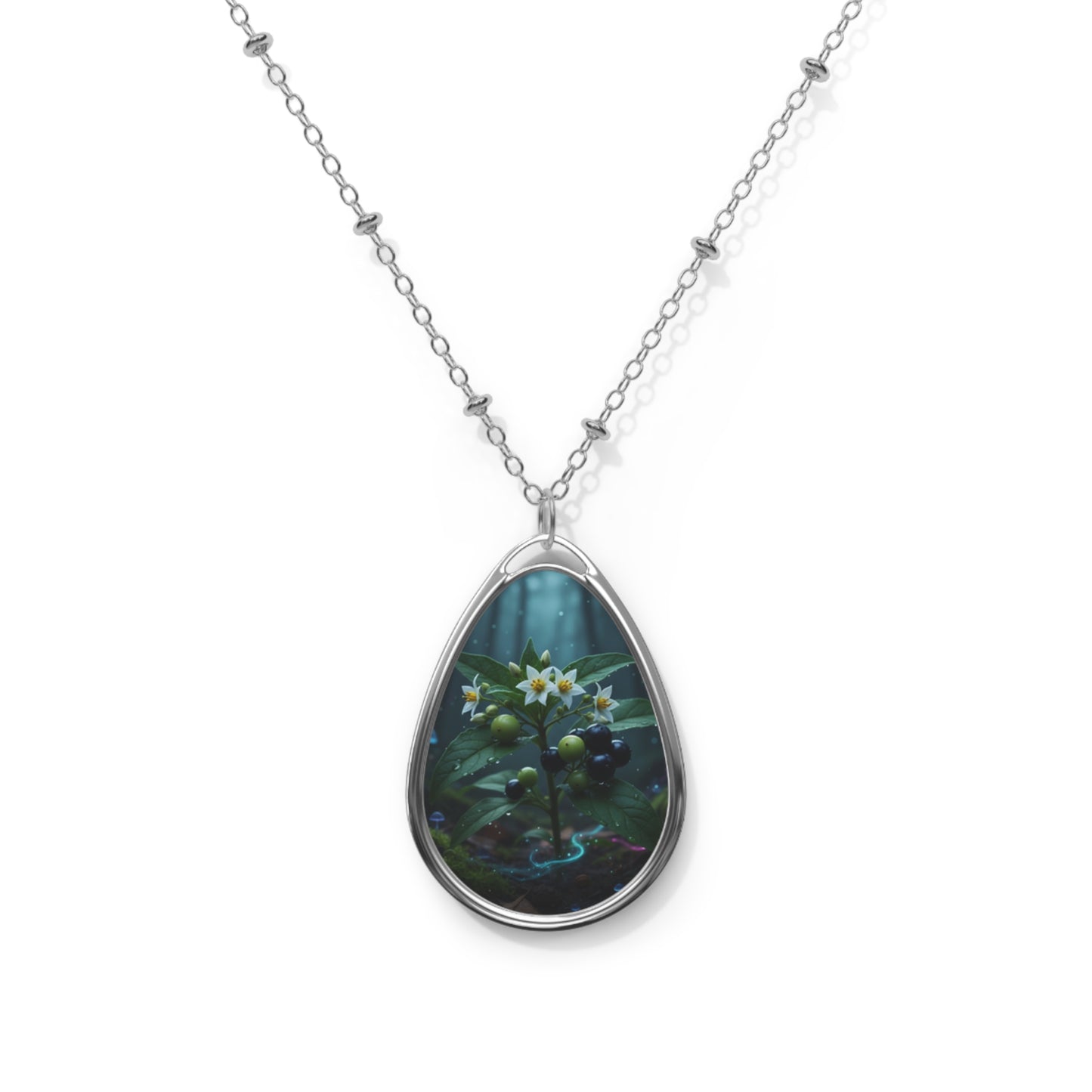 Belladonna Deadly Nightshade Oval Necklace