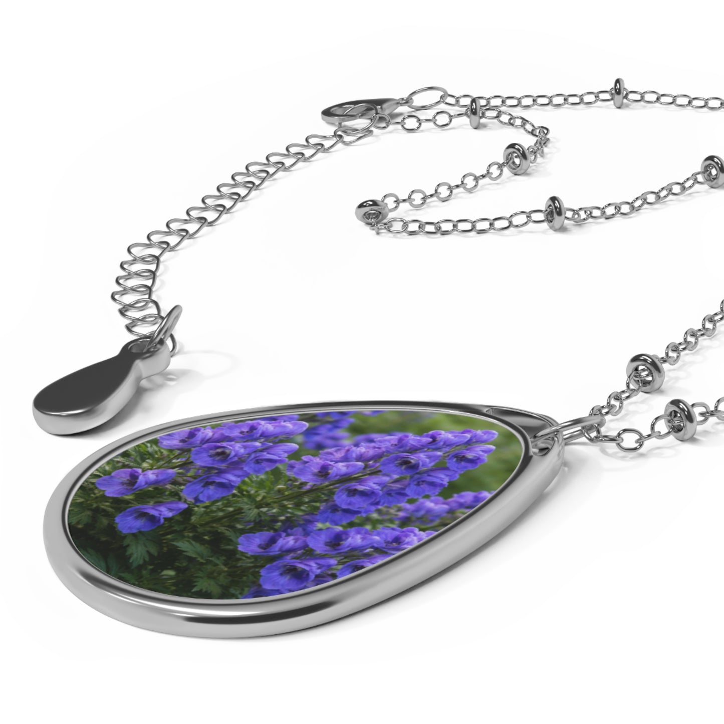 Monkshood Wolfsbane Oval Necklace