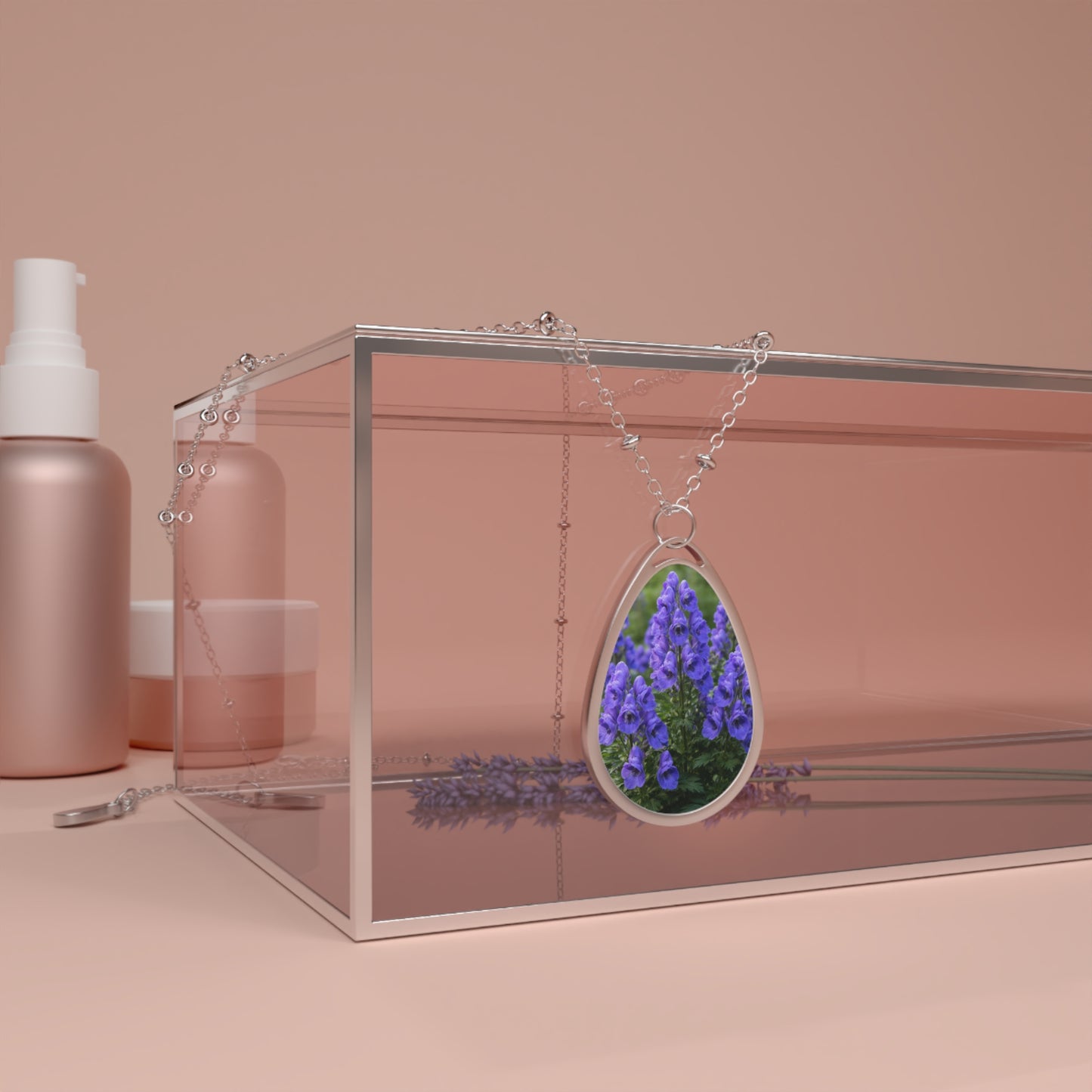 Monkshood Wolfsbane Oval Necklace