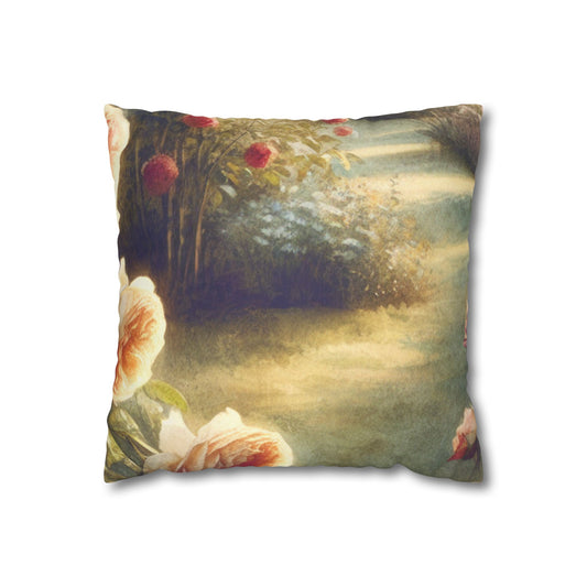 English Garden RoseFaux Suede Square Pillowcase
